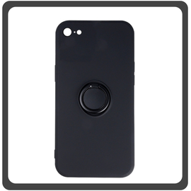 Θήκη Πλάτης - Back Cover, Silicone Σιλικόνη Black Μαύρο Finger Grip For iPhone 7/8/SE 2020/SE 2022