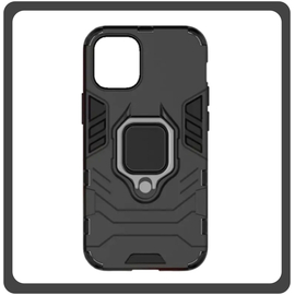 Θήκη Πλάτης - Back Cover, Silicone Σιλικόνη Ring Armor Hybrid TPU Black Μαύρο For iPhone 13 Mini