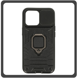 Θήκη Πλάτης - Back Cover, Silicone Σιλικόνη Hybrid TPU Ring Lens Black Μαύρο For iPhone 13 Pro