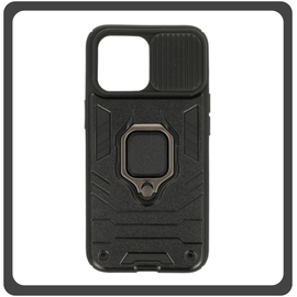 Θήκη Πλάτης - Back Cover, Silicone Σιλικόνη Hybrid TPU Ring Lens Black Μαύρο For iPhone 13 Pro Max