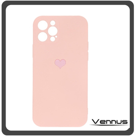 Vennus Θήκη Πλάτης - Back Cover, Silicone Σιλικόνη Heart TPU Pink Ροζ For iPhone 12 Pro Max
