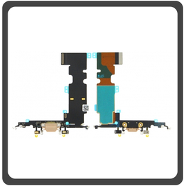 HQ OEM Συμβατό Για Apple iPhone 8 Plus, iPhone 8+ (A1864, A1897, A1898) USB Lightning Charging Dock Connector Lightning Flex Καλωδιοταινία Κονέκτορας Φόρτισης + Microphone Μικρόφωνο Gold Χρυσό (Grade AAA+++)