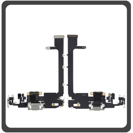 HQ OEM Συμβατό Για Apple iPhone 11 Pro (A2215, A2160, A2217, iPhone12,3) Charging Dock Connector Lightning Flex With Board Καλωδιοταινία Κονέκτορας Φόρτισης + Microfone Μικρόφωνο Silver Ασημί (Premium A+)