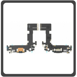 HQ OEM Συμβατό Για Apple iPhone 13 (A2633, A2482, A2631, A2634, A2635, iphone14,5) Charging Dock Connector Lightning Flex Καλωδιοταινία Κονέκτορας Φόρτισης + Microphone Μικρόφωνο Black Μαύρο (Grade AAA+++)