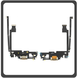 HQ OEM Συμβατό Για Apple iPhone 12 Pro Max, iPhone 12 ProMax (A2411, A2342, A2410) Charging Dock Connector Lightning Flex Καλωδιοταινία Κονέκτορας Φόρτισης + Microphone Μικρόφωνο Gold Χρυσό (Grade AAA+++)