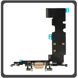Γνήσια Original Apple iPhone 8+, iPhone 8 Plus (A1864, A1897), Charging Dock Connector Lightning Flex Καλωδιοταινία Κονέκτορας Φόρτισης + Microphone Μικρόφωνο Gold Χρυσό