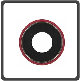 HQ OEM Συμβατό Για Apple iPhone XR, iPhoneXR (A2105, A1984, A2107, A2108, A2106, iPhone11,8) Main Camera Lens Τζαμάκι Κάμερας + Frame Πλαίσιο Red Κόκκινο (Grade AAA+++)