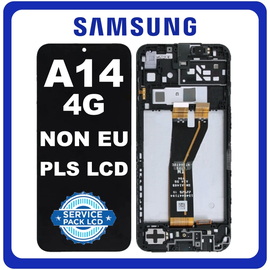 Γνήσια Original Samsung Galaxy A14 4G, Galaxy A 14 (SM-A145F) PLS LCD Display Screen Assembly Οθόνη + Touch Screen Digitizer Μηχανισμός Αφής + Frame Bezel Πλαίσιο Σασί Black Μαύρο GH82-31185A GH82-31184A NON EU CODE (Service Pack By Samsung)