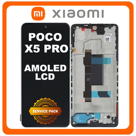 Γνήσια Original Xiaomi Poco X5 Pro (22101320G, 22101320I) AMOLED LCD Display Screen Assembly Οθόνη + Touch Screen Digitizer Μηχανισμός Αφής + Frame Bezel Πλαίσιο Σασί Astral Black Μαύρο 5600010M2000 (Service Pack By Xiaomi)