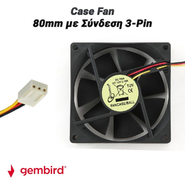 Gembird Case fan 80mm με Σύνδεση 3-pin