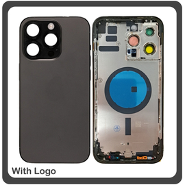 HQ OEM Συμβατό Με Apple iPhone 14 Pro Max (A2894), Rear Back Battery Cover Middle Frame- Housing Πίσω Κάλυμμα Καπάκι Πλάτη Μπαταρίας - Σασί + Camera Lens Τζαμάκι Κάμερας + Side Keys Πλαινά πλήκτρα  + Sim Tray Θήκη Κάρτας Deep Purple Μωβ (Premium A+)