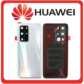 Γνήσια Original Huawei P40 Pro, Huawei P 40Pro (ELS-NX9, ELS-N04) Rear Back Battery Cover Πίσω Καπάκι Πλάτη Μπαταρίας Ice White Άσπρο 02353MMX (Service Pack By Huawei)