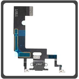 Original For iPhone XR, iPhoneXR (A2105, A1984) Charging Dock Connector Lightning Flex With Board Καλωδιοταινία Κονέκτορας Φόρτισης + Microphone Μικρόφωνο Black Μαύρο Pulled