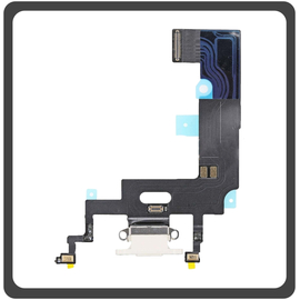 Original For iPhone XR, iPhoneXR (A2105, A1984) Charging Dock Connector Lightning Flex With Board Καλωδιοταινία Κονέκτορας Φόρτισης + Microphone Μικρόφωνο White Άσπρο Pulled