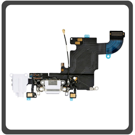 Γνήσια Original For iPhone 6s (A1633, A1688) Charging Dock Connector Lightning Flex With Board Καλωδιοταινία Κονέκτορας Φόρτισης + Microphone Μικρόφωνο + Audio Jack Θύρα Ακουστικών​ White Άσπρο Pulled