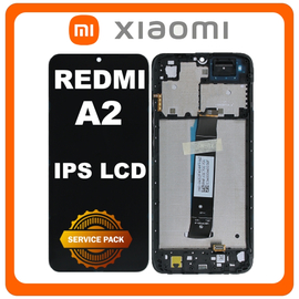 Γνήσια Original Xiaomi Redmi A2 (23028RN4DG, 23026RN54G), IPS LCD Display Screen Assembly Οθόνη + Touch Screen Digitizer Μηχανισμός Αφής + Frame Bezel Πλαίσιο Σασί Classic Black Μαύρο 560001C3S200 (Service Pack By Xiaomi)