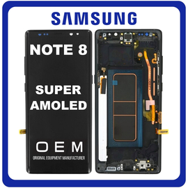 HQ OEM Συμβατό Με Samsung Galaxy Note 8 (SM-N950F, SM-N950U) Super AMOLED LCD Display Assembly Screen Οθόνη + Touch Screen Digitizer Μηχανισμός Αφής + Frame Bezel Πλαίσιο Midnight Black Μαύρο (Grade AAA)