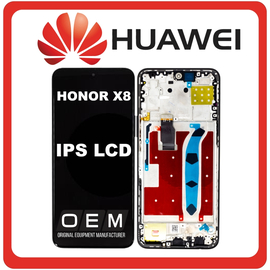 HQ OEM Συμβατό Με Huawei Honor X8 (TFY-LX1, TFY-LX2) IPS LCD Display Screen Assembly Οθόνη + Touch Screen Digitizer Μηχανισμός Αφής + Frame Bezel Πλαίσιο Σασί Midnight Black Μαύρο​​ (Grade AAA)