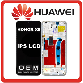 HQ OEM Συμβατό Με Huawei Honor X8 (TFY-LX1, TFY-LX2) IPS LCD Display Screen Assembly Οθόνη + Touch Screen Digitizer Μηχανισμός Αφής + Frame Bezel Πλαίσιο Σασί Titanium Silver Ασημί (Premium A+)