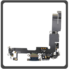 iPhone 14 Plus (A2886, A2632) Lightning USB Charging Dock Connector Lightning Flex Καλωδιοταινία Κονέκτορας Φόρτισης + Microphone Μικρόφωνο Midnight Black Μαύρο (Ref By Apple)