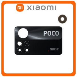 HQ OEM Συμβατό Με Xiaomi Poco X4 Pro 5G (2201116PG) Rear Back Camera Glass Lens Πίσω Τζαμάκι Κάμερας + Camera Lens Black Μαύρο (Grade AAA)
