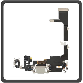 HQ OEM For Apple iPhone 11 Pro (A2215, A2160, A2217, iPhone12,3) Charging Dock Connector Lightning Flex Without Board Καλωδιοταινία Κονέκτορας Φόρτισης + Microfone Μικρόφωνο Matte Silver Ασημί