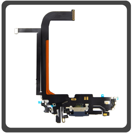 HQ OEM Συμβατό Με Apple iPhone 13 Pro Max, iPhone 13 ProMax (A2643, A2484) Lightning USB Charging Dock Connector Lightning Flex Καλωδιοταινία Κονέκτορας Φόρτισης + Microphone Μικρόφωνο Sierra Blue Μπλε (Premium A+)
