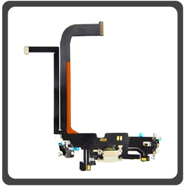 HQ OEM Συμβατό Με Apple iPhone 13 Pro Max, iPhone 13 ProMax (A2643, A2484) Lightning USB Charging Dock Connector Lightning Flex Καλωδιοταινία Κονέκτορας Φόρτισης + Microphone Μικρόφωνο Silver Ασημί (Grade AAA)