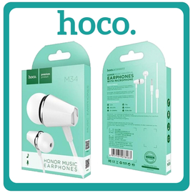 Hoco M34 In-ear Handsfree με Βύσμα 3.5mm White Λευκό