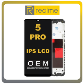 HQ OEM Συμβατό Για Realme 5 Pro (RMX1971, RMX1973) Swap IPS LCD Display Screen Assembly Οθόνη + Touch Screen Digitizer Μηχανισμός Αφής + Frame Bezel Πλαίσιο Σασί Midnight Black Μαύρο (Premium A+)
