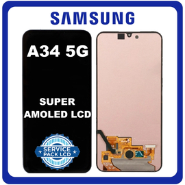 Γνήσια Original Samsung Galaxy A34 5G (SM-A346E, SM-A346B), Super AMOLED LCD Display Screen Assembly Οθόνη + Touch Screen Digitizer Μηχανισμός Αφής Black Μαύρο GH82-31235A (Service Pack By Samsung)