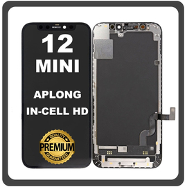 HQ OEM Συμβατό Με Apple iPhone 12 Mini, iPhone 12Mini (A2399, A2176) APLONG In-Cell-HD, InCell-HD LCD Display Screen Assembly Οθόνη + Touch Screen Digitizer Μηχανισμός Αφής Black Μαύρο (0% Defective Returns)