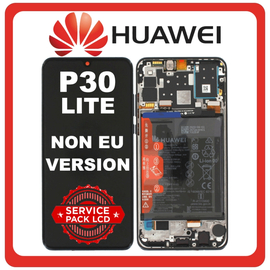 Γνήσια Original Huawei P30 lite New Edition 2020 (Marie-L21BX, MAR-LX2B, HWV33) IPS LCD Display Screen Οθόνη + Touch Digitizer Μηχανισμός Αφής + Πλαίσιο Frame Bezel + Battery Μπαταρία Black Μαυρο 02352PJP (Service Pack By Huawei)