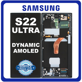 Γνήσια Original Samsung Galaxy S22 Ultra 5G (SM-S908B, SM-S908B/DS) Dynamic AMOLED LCD Display Screen Assembly Οθόνη + Touch Screen Digitizer Μηχανισμός Αφής + Frame Bezel Πλαίσιο Σασί Graphite, Blue, Red GH82-27489E GH82-27488E​​ (Service Pack By Samsung)