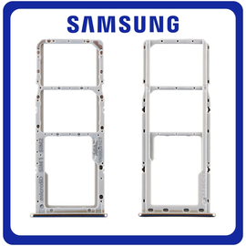 Γνήσια Original Samsung Galaxy A71, GalaxyA71 (SM-A715F, SM-A715F/DS) SIM Card Tray + Micro SD Tray Slot Υποδοχέας Βάση Θήκη Κάρτας SIM Prism Crush Silver Ασημί GH98-44757B (Service Pack By Samsung)