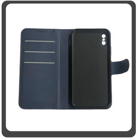 Θήκη Book, Leather Flap Wallet Case Δερματίνη Dark Blue Μπλε For iPhone XS Max