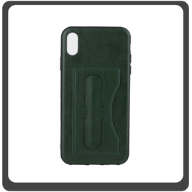 Θήκη Πλάτης - Back Cover, Silicone Σιλικόνη Δερματίνη Leather Minimalist Support Case Green Πράσινο For iPhone XS Max
