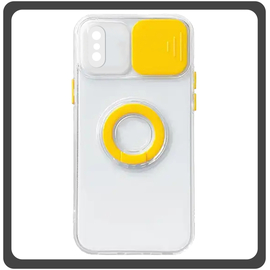 Θήκη Πλάτης - Back Cover, Silicone Σιλικόνη Dazzling Sliding Window Yellow Κίτρινο For iPhone XS Max