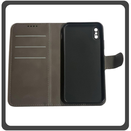 Θήκη Book, Leather Flap Wallet Case Δερματίνη Gray Γκρι For iPhone XS Max