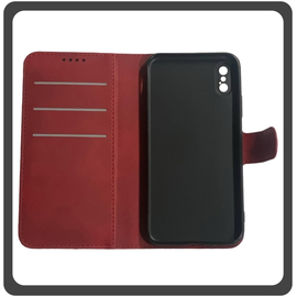 Θήκη Book, Leather Flap Wallet Case Δερματίνη Red Κόκκινο For iPhone XS Max
