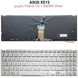 Πληκτρολόγιο Asus X515 no Frame us Silver + Backlit