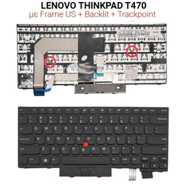 Πληκτρολόγιο Lenovo Thinkpad T470 With Frame us + Backlit With Mouse