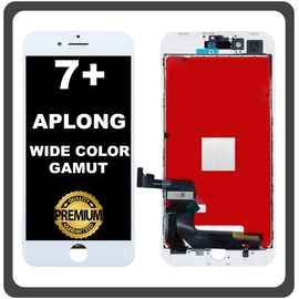 HQ OEM Συμβατό Με Apple iPhone 7+, iPhone7 Plus (A1661, A1784) APLONG Wide Color Gamut LCD Display Screen Assembly Οθόνη + Touch Screen Digitizer Μηχανισμός Αφής White Άσπρο (Grade AAA)