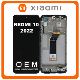 HQ OEM Συμβατό Με Xiaomi Redmi 10 2022 (21121119SG, 22011119UY), LCD Display Screen Assembly Οθόνη + Touch Screen Digitizer Μηχανισμός Αφής + Frame Bezel Πλαίσιο Σασί Carbon Gray Μαύρο (Grade AAA)