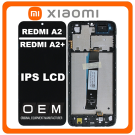 HQ OEM Συμβατό Με Xiaomi Redmi A2 (23028RN4DG, 23026RN54G), Redmi A2+ (23028RNCAG, 23028RN4DI), IPS LCD Display Screen Assembly Οθόνη + Touch Screen Digitizer Μηχανισμός Αφής + Frame Bezel Πλαίσιο Σασί Classic Black Μαύρο (Grade AAA)