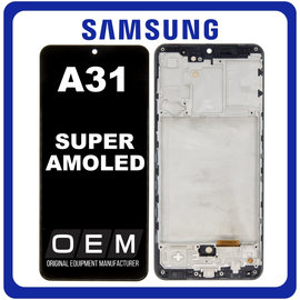HQ OEM Συμβατό Με Samsung Galaxy A31 4G (SM-A315F, SM-A315F/DS) Super AMOLED LCD Display Screen Assembly Οθόνη + Touch Screen Digitizer Μηχανισμός Αφής + Frame Bezel Πλαίσιο Σασί Prism Crush Black Μαύρο (Premium A+)