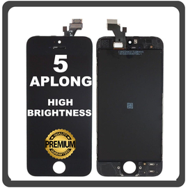 HQ OEM Συμβατό Με Apple iPhone 5 (A1428, A1429) APLONG High Brightness LCD Display Screen Assembly Οθόνη + Touch Screen Digitizer Μηχανισμός Αφής Black Μαύρο (Grade AAA)