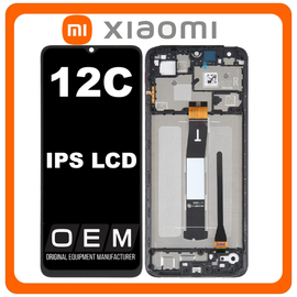 HQ OEM Συμβατό Με Xiaomi Redmi 12C (22120RN86G, 22120RN86I) IPS LCD Display Screen Assembly Οθόνη + Touch Screen Digitizer Μηχανισμός Αφής Frame Bezel Πλαίσιο Σασί Black Μαύρο (Premium A+)