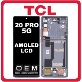 HQ OEM Συμβατό Με TCL 20 Pro 5G (T810H) AMOLED LCD Display Screen Assembly Οθόνη + Touch Screen Digitizer Μηχανισμός Αφής + Frame Bezel Πλαίσιο Σασί Moondust Gray Μαύρο (Grade AAA)