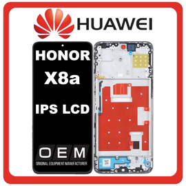 HQ OEM Συμβατό Με Huawei Honor X8a (CRT-LX1, CRT-LX2) IPS LCD Display Screen Assembly Οθόνη + Touch Screen Digitizer Μηχανισμός Αφής + Frame Bezel Πλαίσιο Σασί Midnight  Black Μαύρο (Grade AAA)